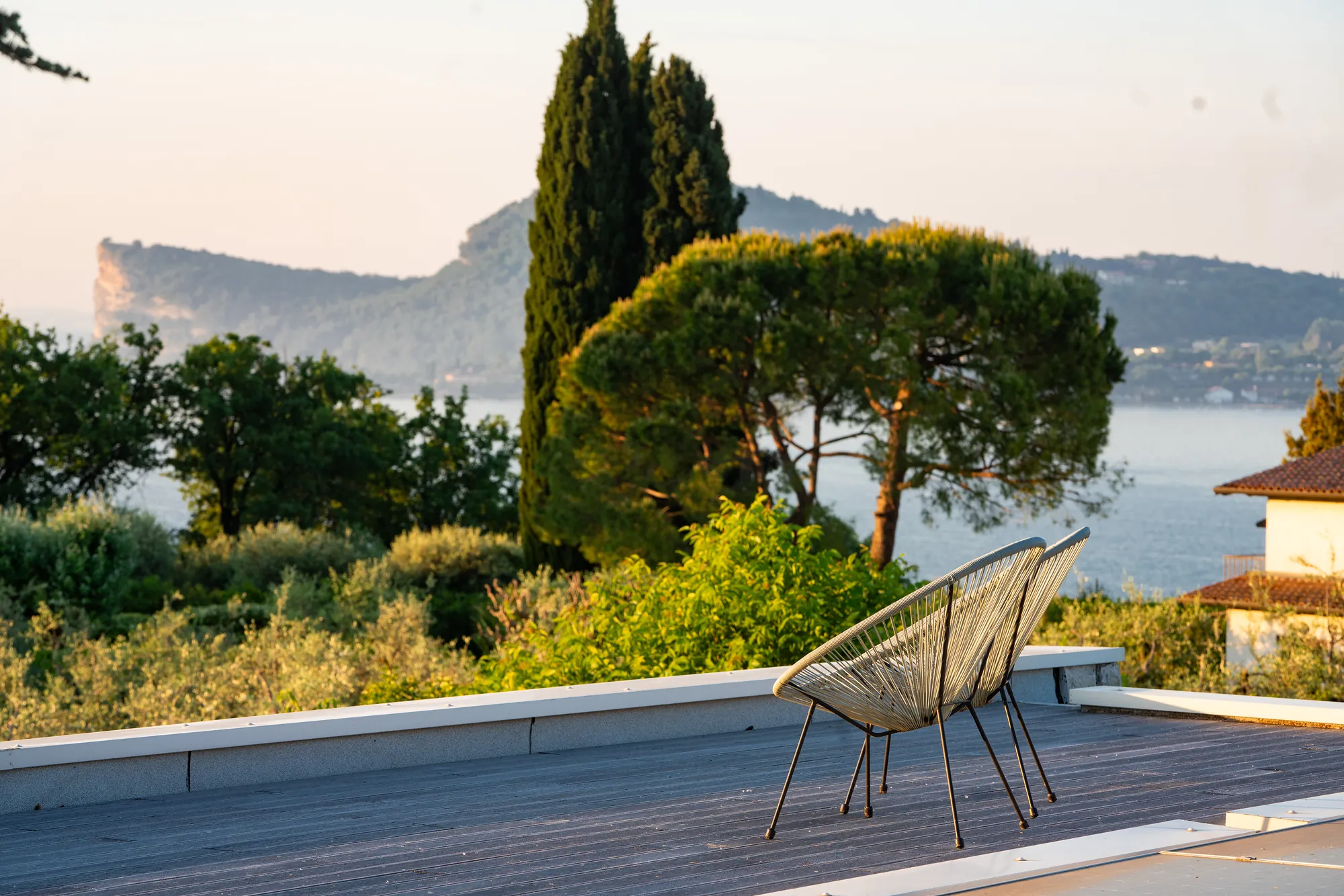 View from the roof terrace to Lake Garda and the Rocca di Manerba headland
